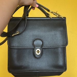 Coach cross body leather black bag vintage